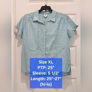 St. John's Bay Short Sleeve Button-Up Shirt, GUC, Size XL